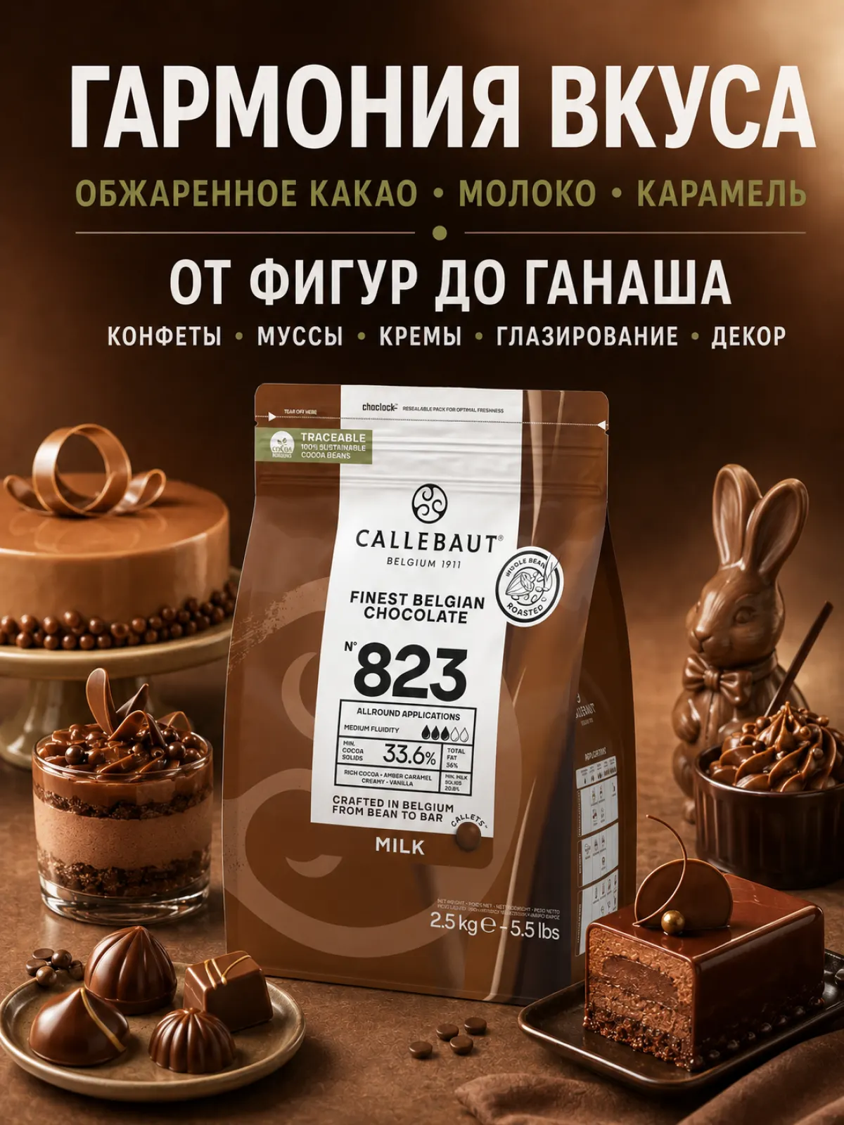Молочный шоколад Callebaut 823, 33,6% — фото 2