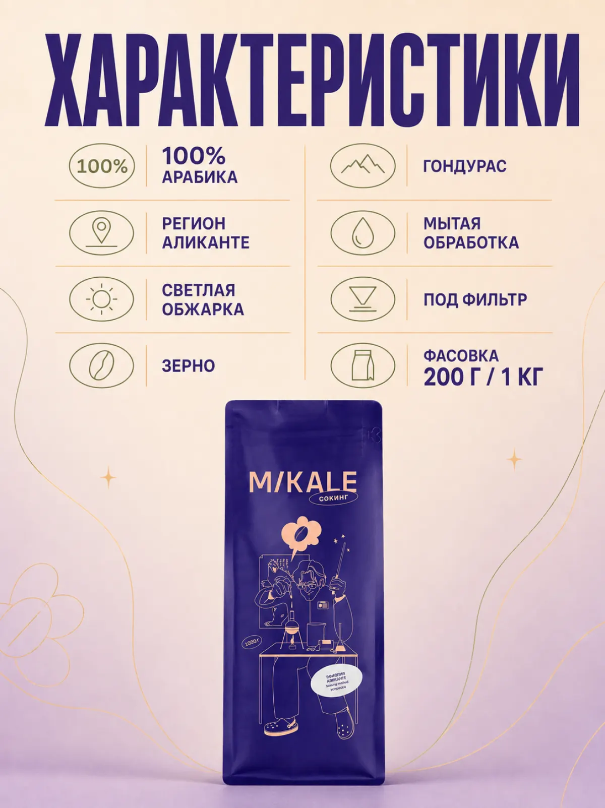 Кофе в зернах Mikale™ CUSTOM | Гондурас Аликанте — фото 2