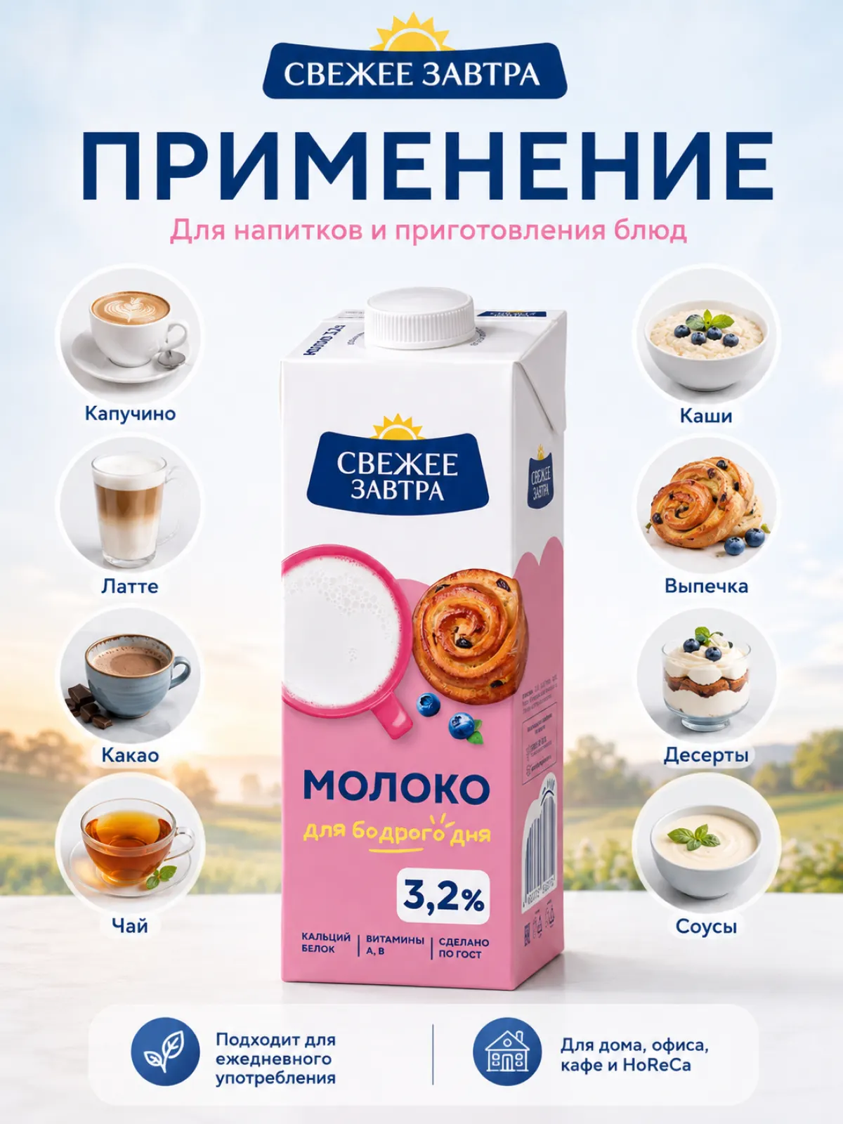 Молоко «Свежее Завтра» 3,2%, 1 л — фото 2