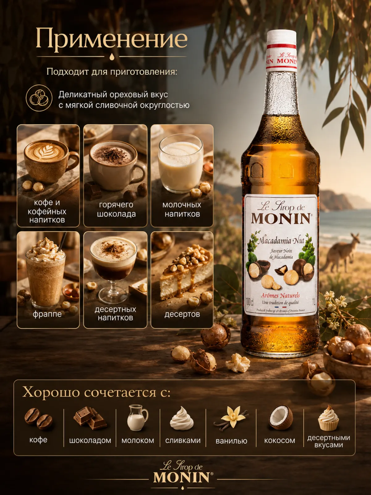 Сироп MONIN Макадамия, 1 л — фото 2