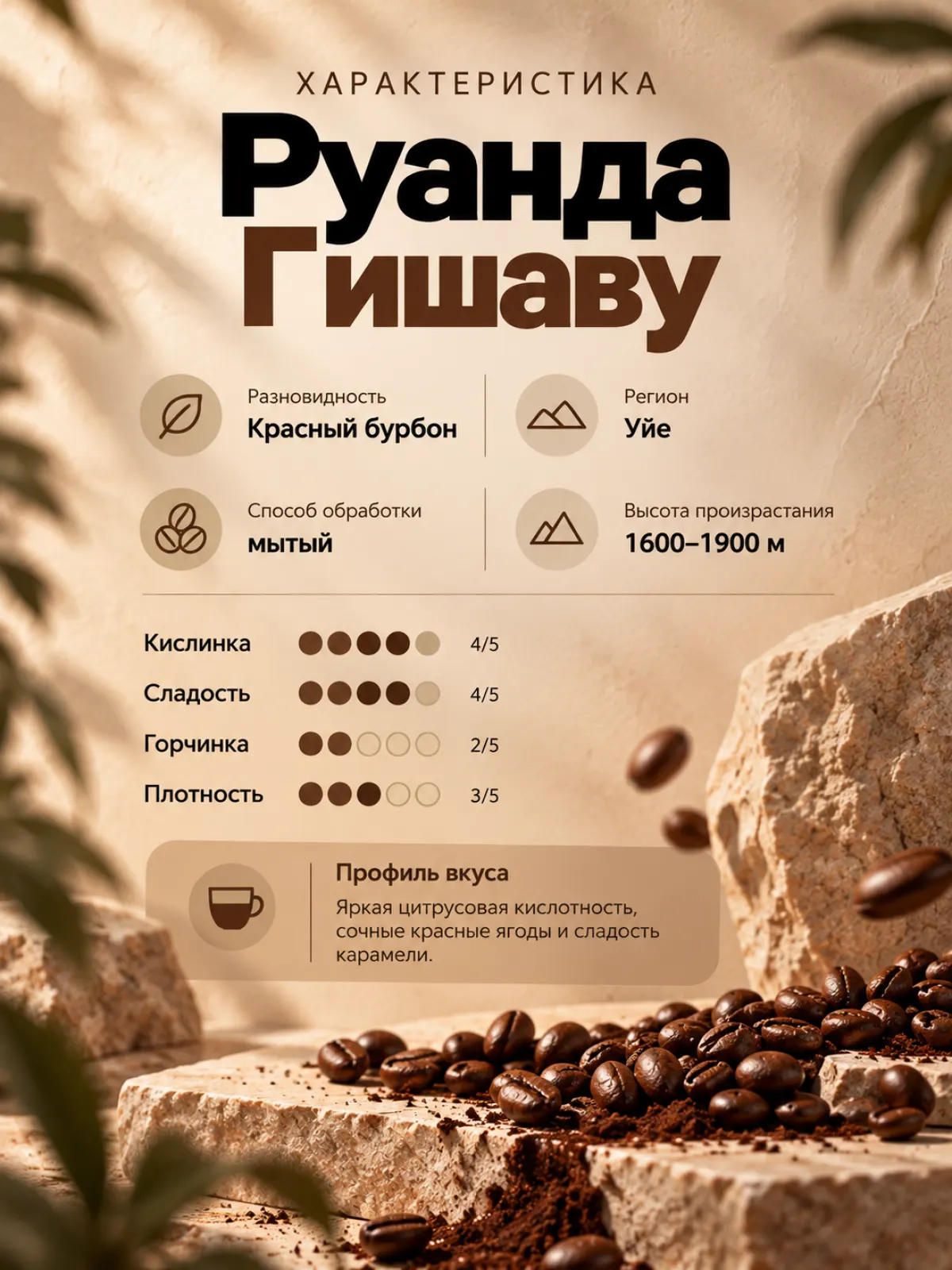 Кофе в зернах Сварщица Екатерина (The Welter Catherine)| Руанда Гишаву — фото 2